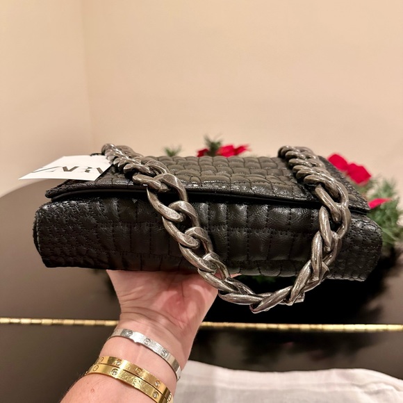 NWT RARE Zara Black Croc Embossed Faux Leather Shoulder Bag - Picture 11 of 17